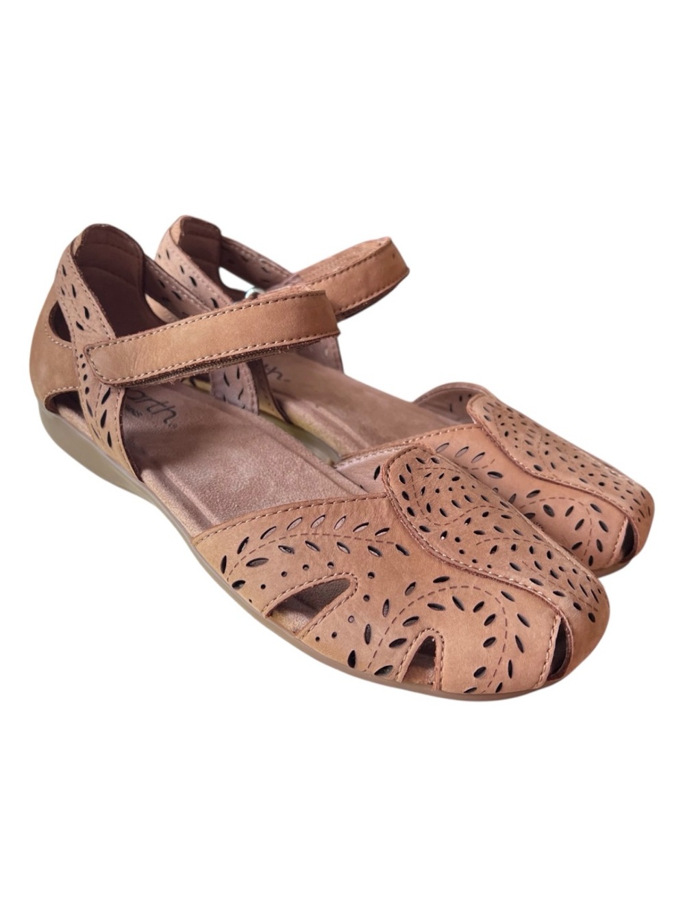 Earth NEW Braly Casual Slip-On Perforated Tan Leather Sandal Size 8.5